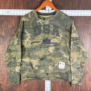 Under Armour Sweatshirt Green‎ Camo Project Rock USA Pullover Gym Women Medium